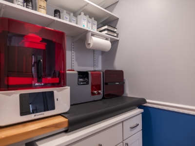 3 D printer on counter in dental office