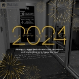 Dental office hallway with Happy New Year 2024 text