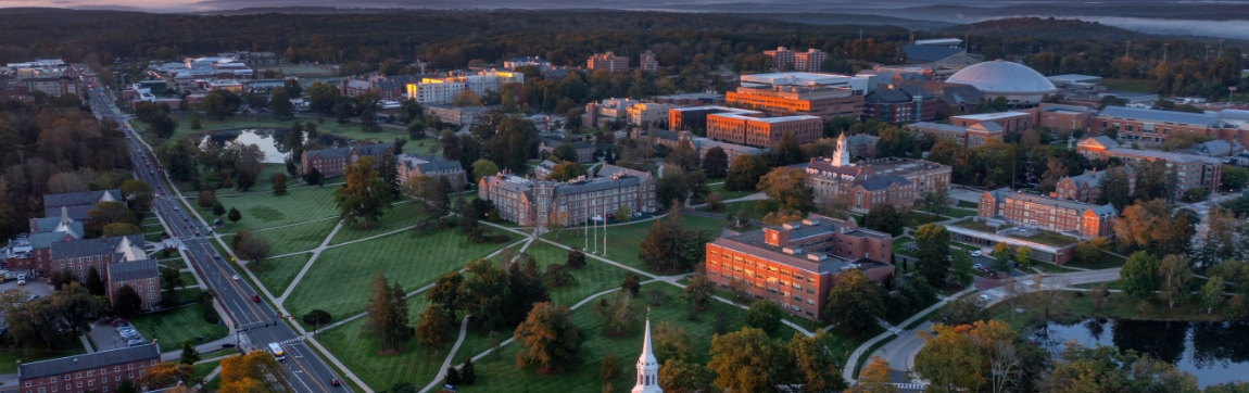 Aerial view of a university campus