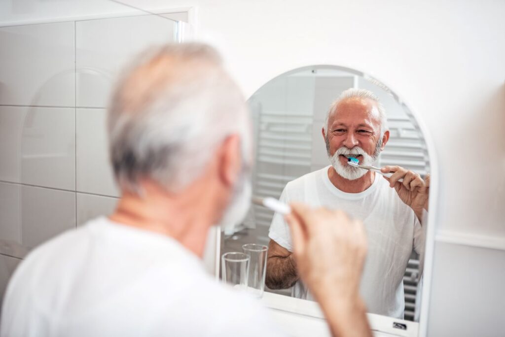 A man brushing his teeth